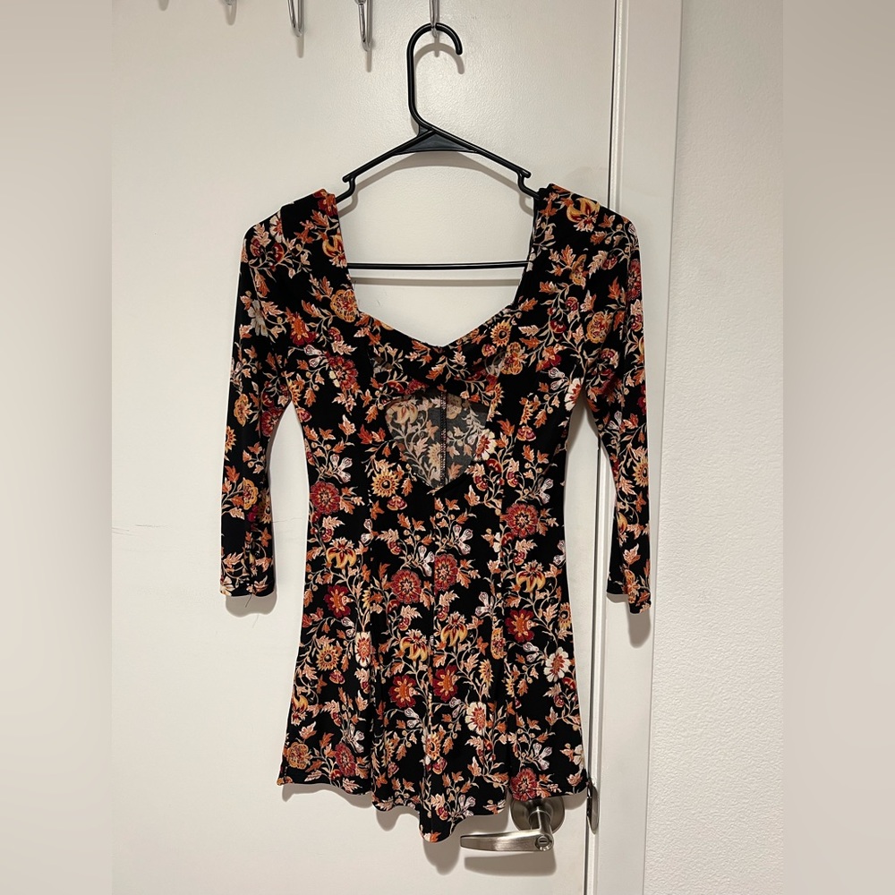 Forever 21 Black Floral Shorts Romper Size Small